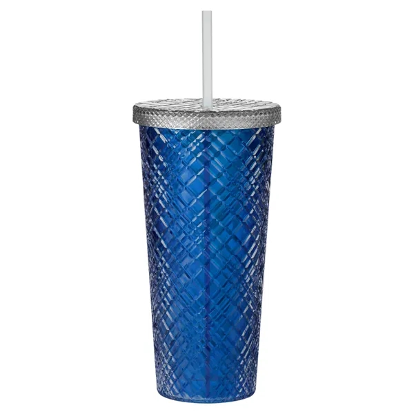 22 oz. plastic tumbler with rainbow design, screw-on lid and straw.... from ASI 79530 Prime Line