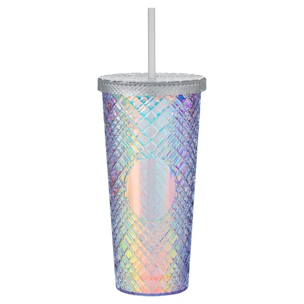 22 oz. plastic tumbler with rainbow design, screw-on lid and straw.... from ASI 79530 Prime Line