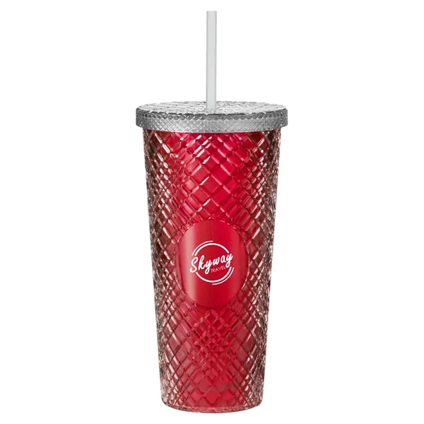 22 oz. plastic tumbler with rainbow design, screw-on lid and straw.... from ASI 79530 Prime Line