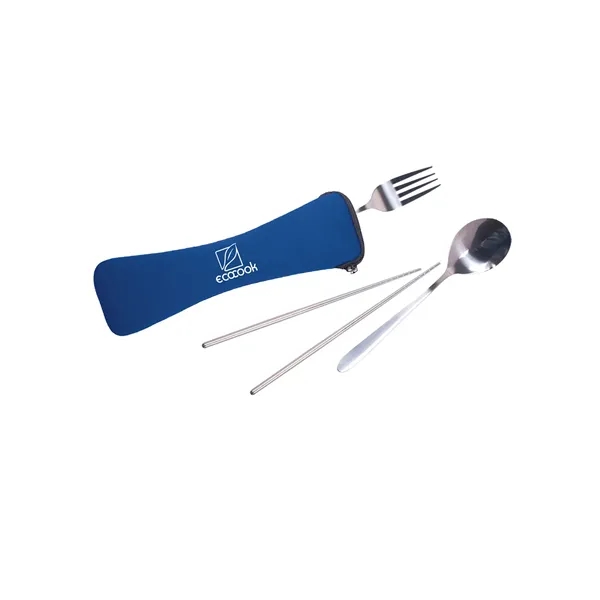 Three piece cutlery set with stainless steel fork, spoon, and chopsticks,... from ASI 79530 Prime Line