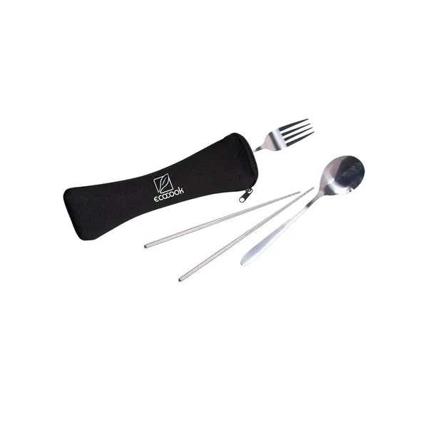 Three piece cutlery set with stainless steel fork, spoon, and chopsticks,... from ASI 79530 Prime Line