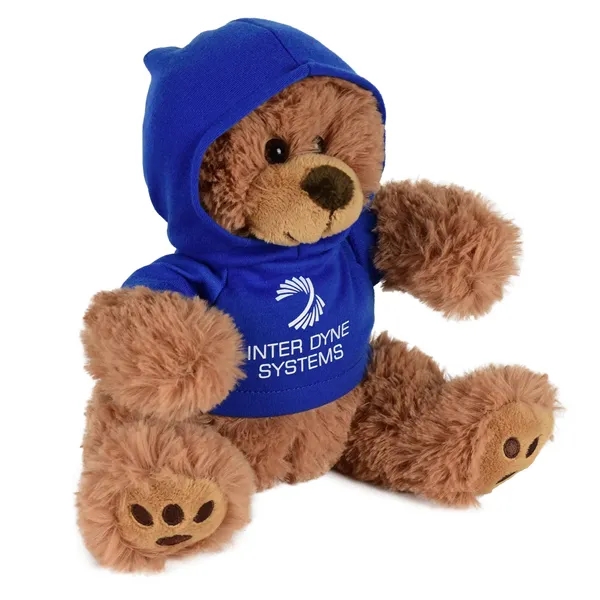 Cuddly, soft plush teddy bear with embroidered paws and hoodie.... from ASI 68507 The Magnet Group / Perfect Line