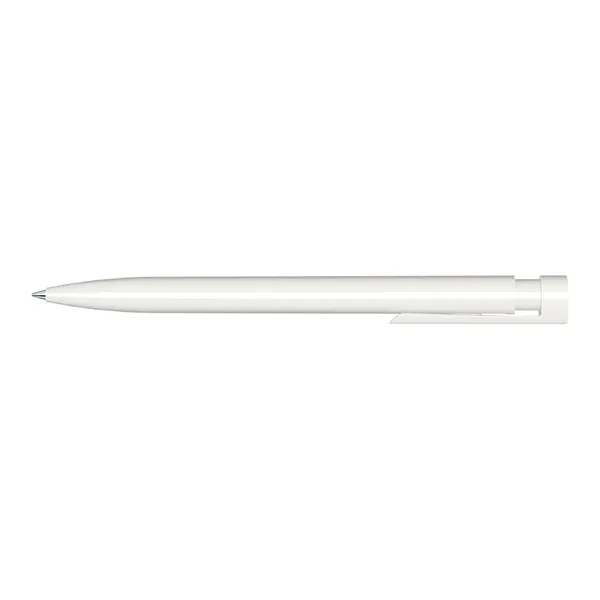 Plastic plunger-action ballpoint pen with glossy opaque barrel, pocket clip and... from ASI 68507 The Magnet Group / Castelli