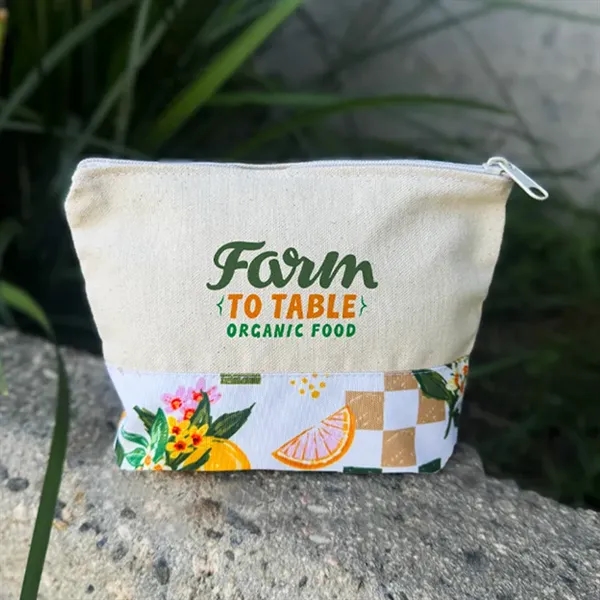 Two-tone cotton and polyester zippered pouch perfect for cosmetics, travel, and... from ASI 67557 LimeLight Ent / Limelight USA