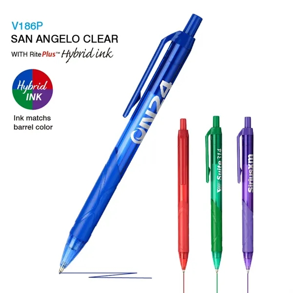 San Angelo plunger-action pen with translucent colors, a grip, and our... from ASI 82498 RiteLine LLC