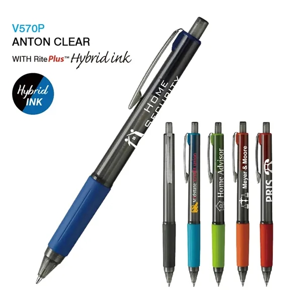 Anton plunger-action clear pen with RitePlus Ink™ and a translucent smoke... from ASI 82498 RiteLine LLC