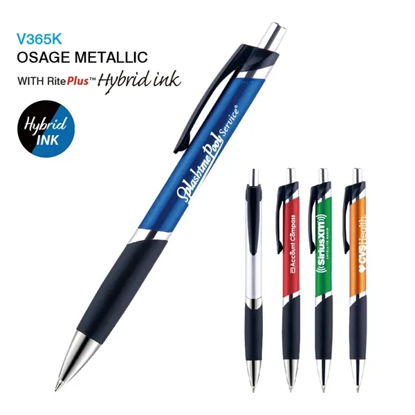 Osage plunger-action RitePlus Ink™ pen with a metallic barrel, chrome tip,... from ASI 82498 RiteLine LLC