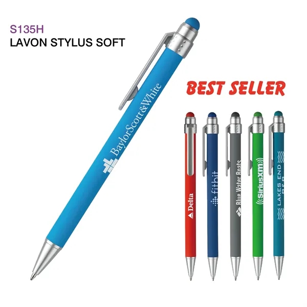 Pen with soft touch barrel, clip action rectraction action, silver accents,... from ASI 82498 RiteLine LLC