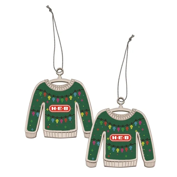2.5" die cast zinc alloy Christmas ugly sweater two-sided hanging ornament.... from ASI 52263 EMT / EMT EMT EASY