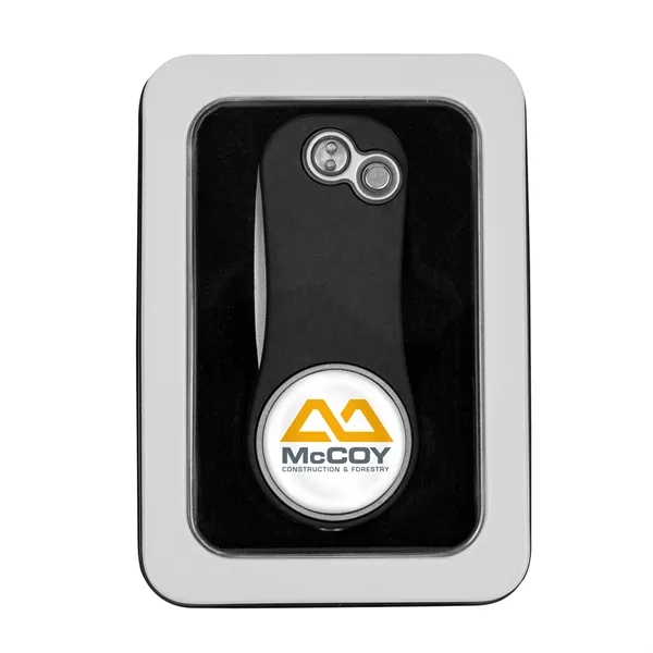 Golf divot tool with removable ball marker in window gift tin.... from ASI 52263 EMT / EMT