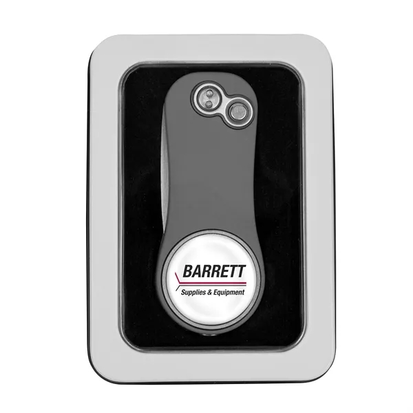 Golf divot tool with removable ball marker in window gift tin.... from ASI 52263 EMT / EMT