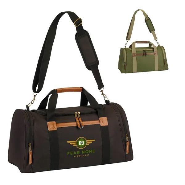 20" x 10" x 10" polyester duffel bag with leatherette trim,... from ASI 37980 Bagworld