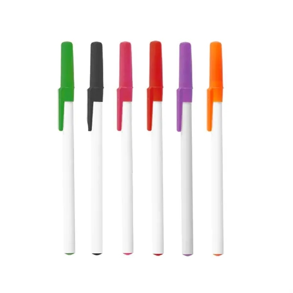 Plastic ballpoint stick pen with white barrel and colored cap with... from ASI 37218 Athena Promo (tm)