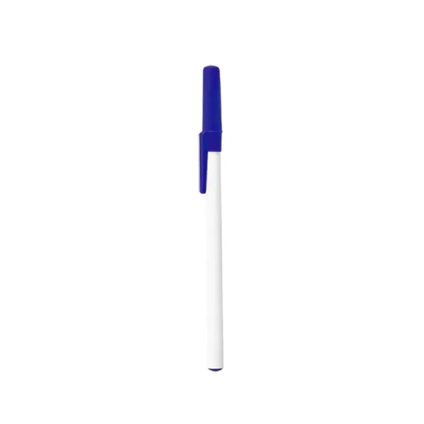 Plastic ballpoint stick pen with white barrel and colored cap with... from ASI 37218 Athena Promo (tm)