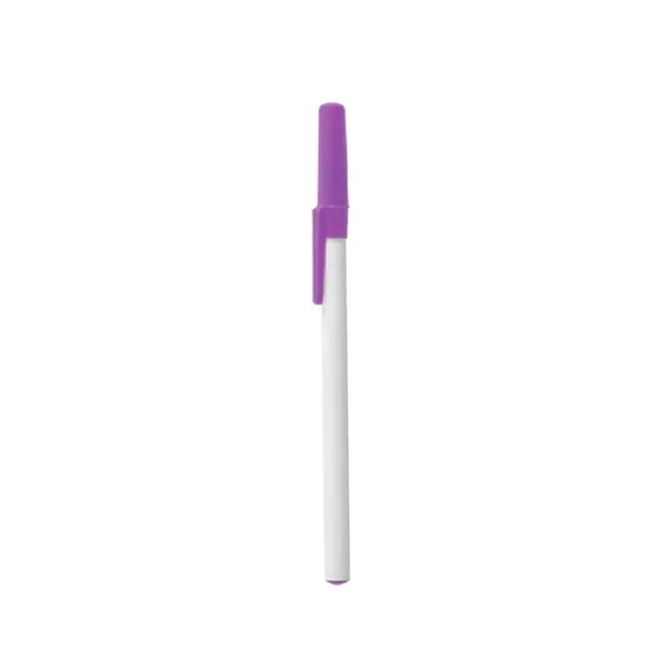 Plastic ballpoint stick pen with white barrel and colored cap with... from ASI 37218 Athena Promo (tm)