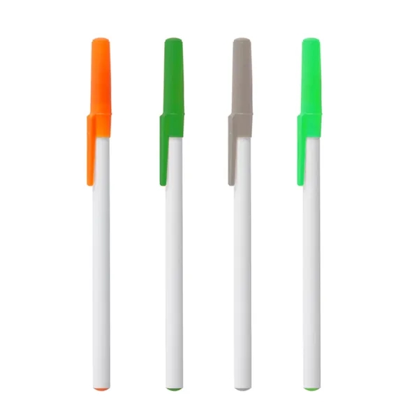 Plastic body stick pen with white barrel and colored cap with... from ASI 37218 Athena Promo (tm)