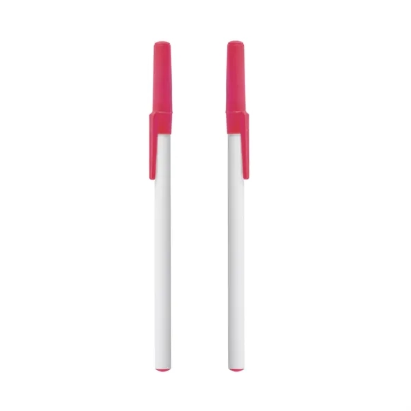 Plastic body stick pen with white barrel and colored cap with... from ASI 37218 Athena Promo (tm)