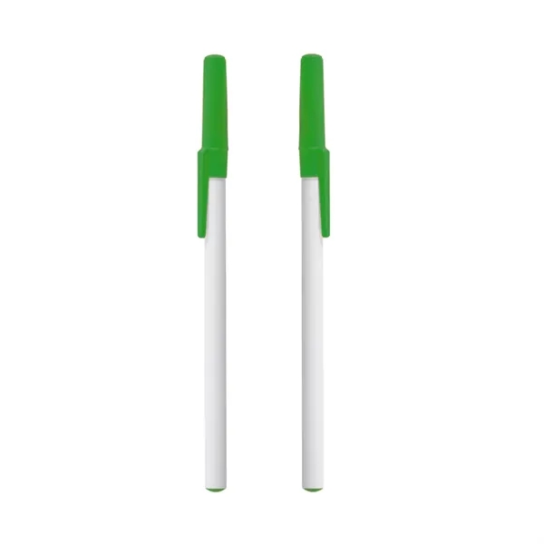 Plastic body stick pen with white barrel and colored cap with... from ASI 37218 Athena Promo (tm)