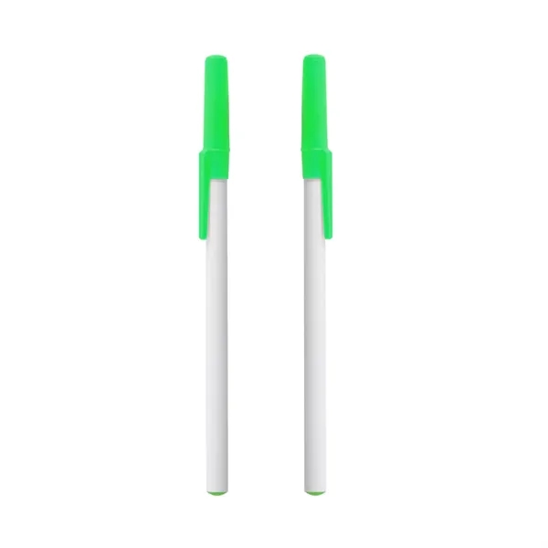 Plastic body stick pen with white barrel and colored cap with... from ASI 37218 Athena Promo (tm)