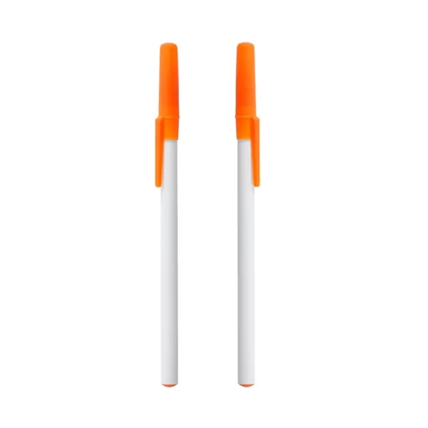 Plastic body stick pen with white barrel and colored cap with... from ASI 37218 Athena Promo (tm)