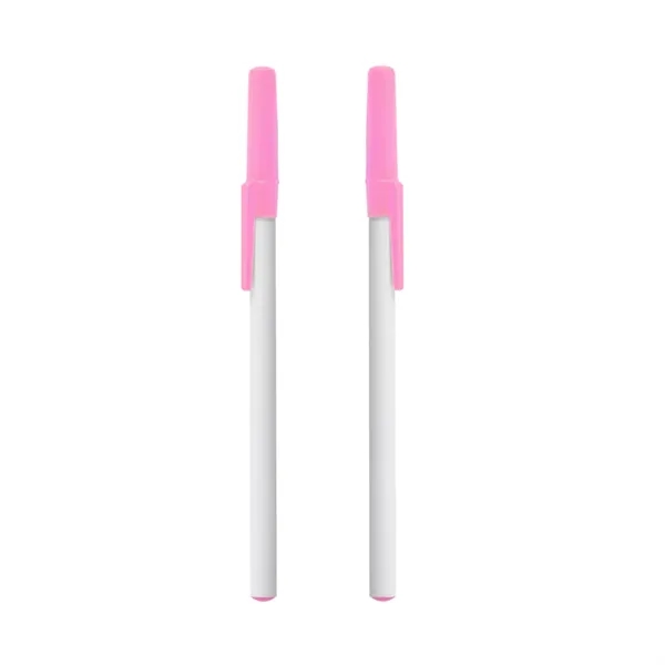 Plastic body stick pen with white barrel and colored cap with... from ASI 37218 Athena Promo (tm)