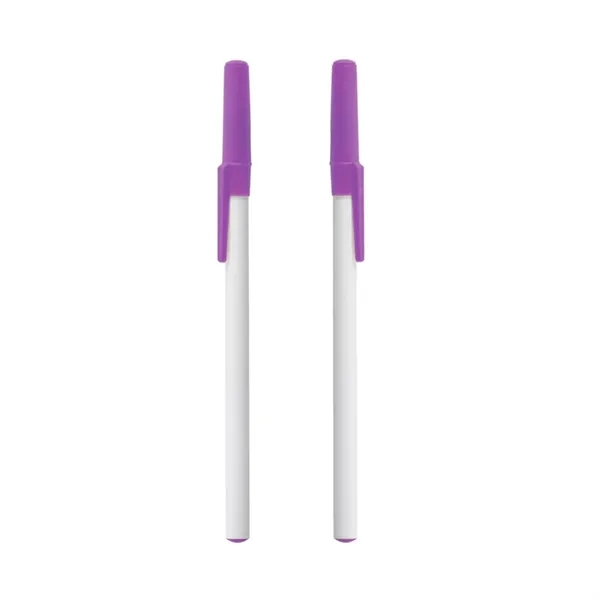 Plastic body stick pen with white barrel and colored cap with... from ASI 37218 Athena Promo (tm)