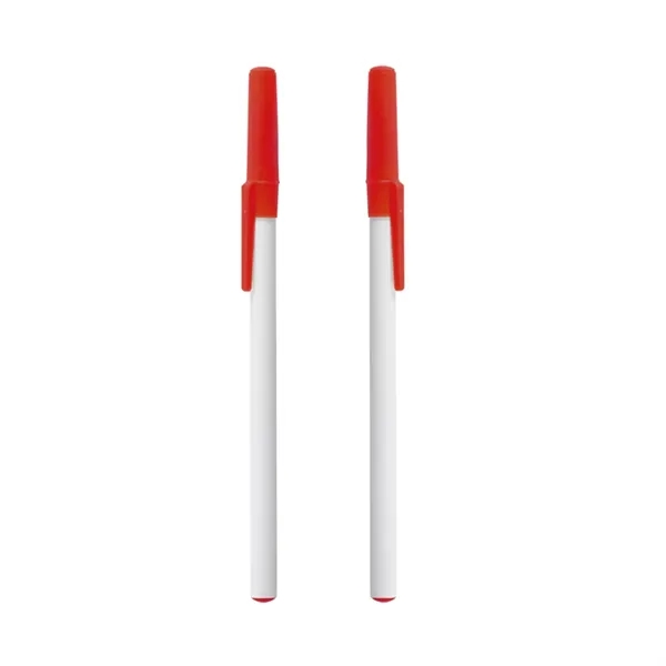 Plastic body stick pen with white barrel and colored cap with... from ASI 37218 Athena Promo (tm)