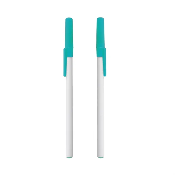 Plastic body stick pen with white barrel and colored cap with... from ASI 37218 Athena Promo (tm)