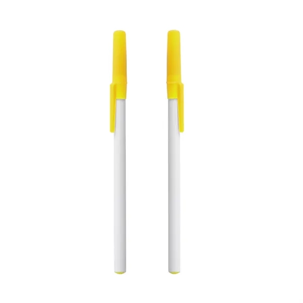 Plastic body stick pen with white barrel and colored cap with... from ASI 37218 Athena Promo (tm)