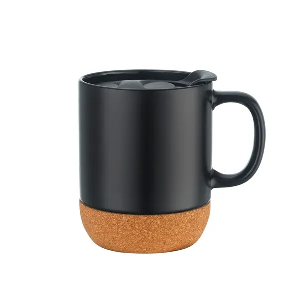 12 oz. ceramic mug with cork base, ergonomic handle and slide-action... from ASI 90807 Tekweld