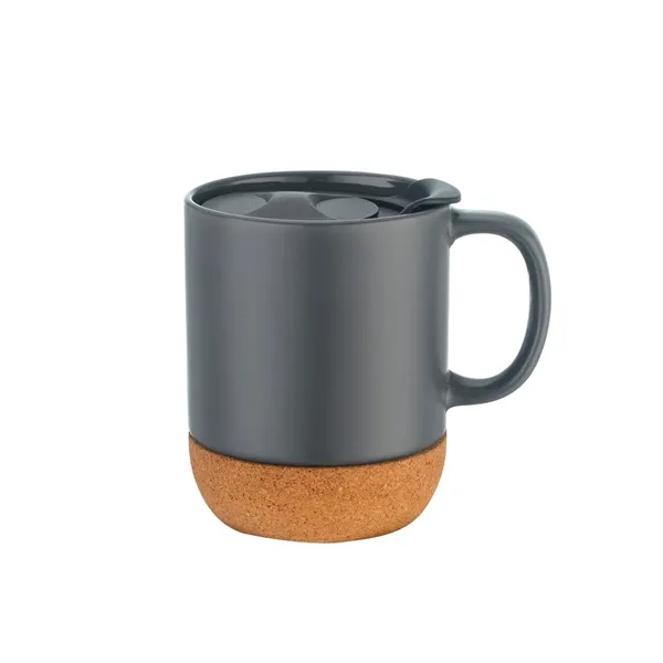 12 oz. ceramic mug with cork base, ergonomic handle and slide-action... from ASI 90807 Tekweld