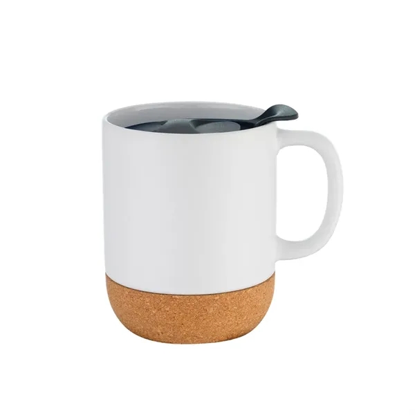 12 oz. ceramic mug with cork base, ergonomic handle and slide-action... from ASI 90807 Tekweld