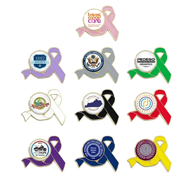 1" die struck awareness ribbon lapel pin in assorted colors with... from ASI 52263 EMT