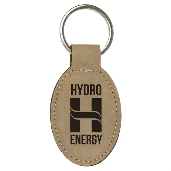 3" x 1 3/4" x 1/8" light brown PU leatherette oval... from ASI 74601 Calico