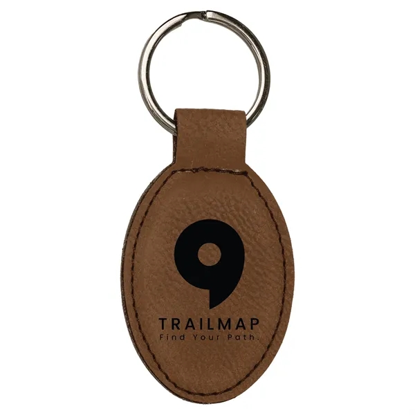 3" x 1 3/4" x 1/8" dark brown PU leatherette oval... from ASI 74601 Calico