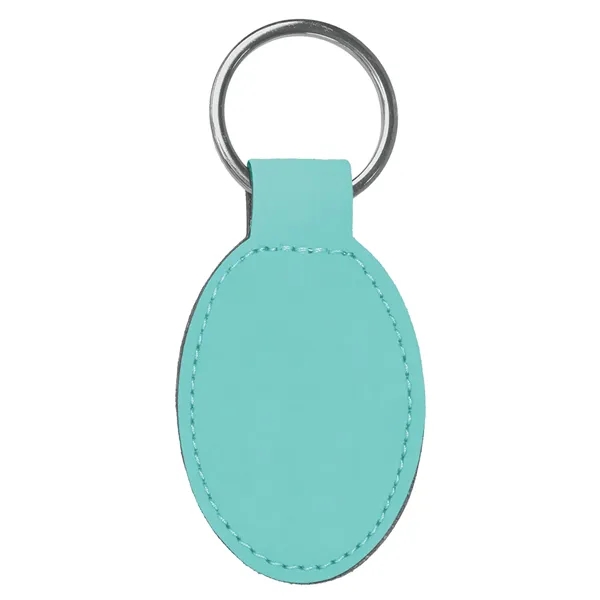 3" x 1 3/4" x 1/8" teal PU leatherette oval keychain... from ASI 74601 Calico