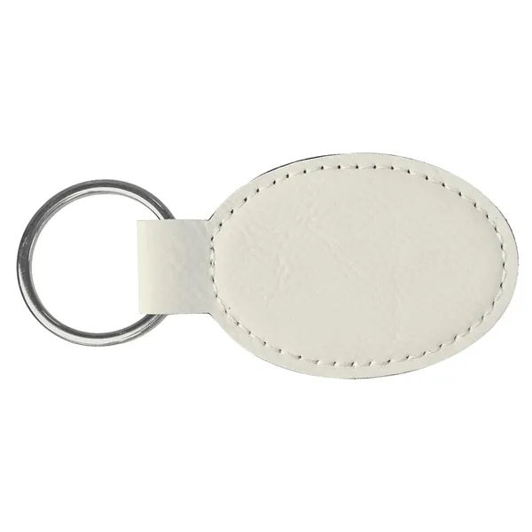 3" x 1 3/4" x 1/8" white PU leather oval keychain... from ASI 74601 Calico