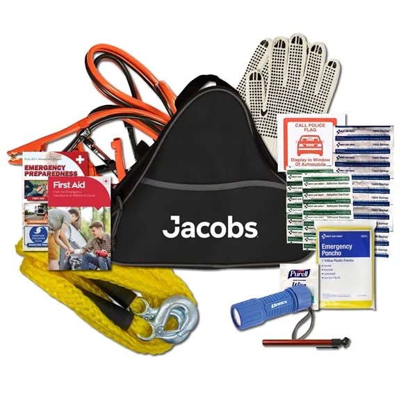Automotive kit with a tow strap and customizable bag.... from ASI 84514 Safety Made