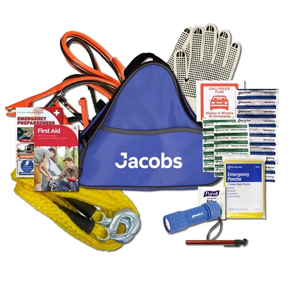 Automotive kit with a tow strap and customizable bag.... from ASI 84514 Safety Made