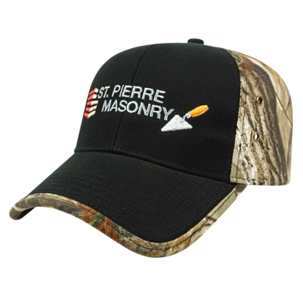 Medium profile six panel chino twill cap with RealTree® camo back,... from ASI 43792 Cap America Inc