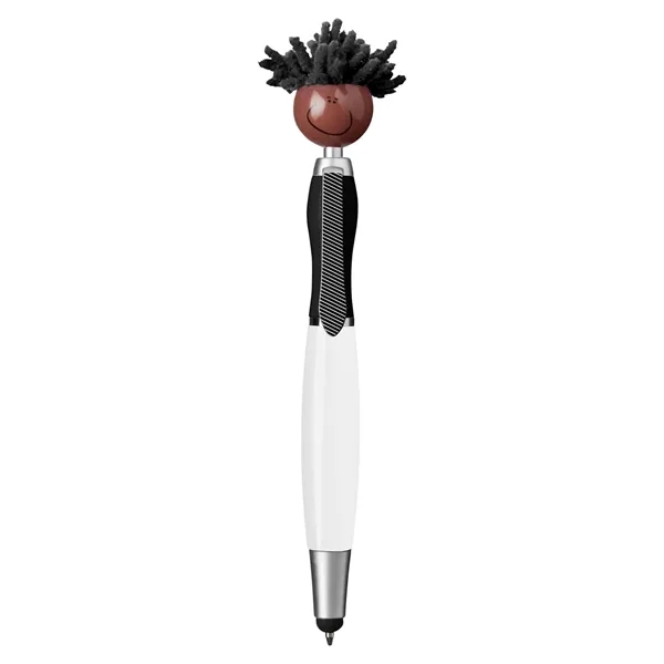 6.25" multicultural MopTopper™ pen, stylus and screen cleaner with dark character... from ASI 79530 Prime Line