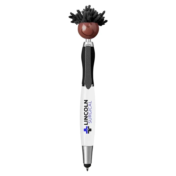 6.25" multicultural MopTopper™ pen, stylus and screen cleaner with dark character... from ASI 79530 Prime Line
