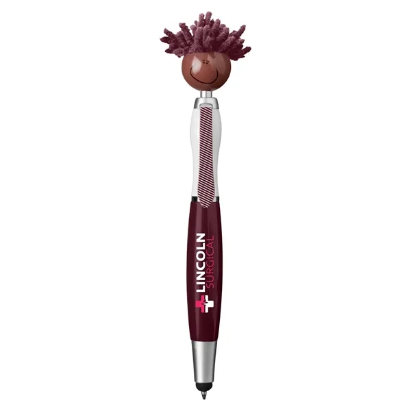 6.25" multicultural MopTopper™ pen, stylus and screen cleaner with dark character... from ASI 79530 Prime Line