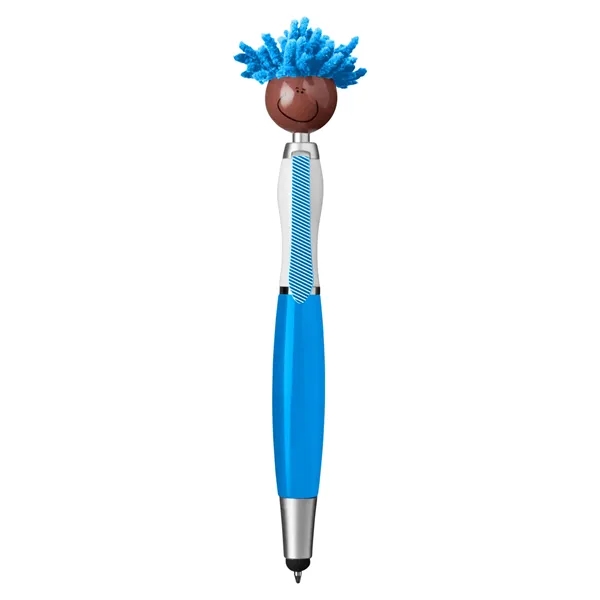 6.25" multicultural MopTopper™ pen, stylus and screen cleaner with dark character... from ASI 79530 Prime Line