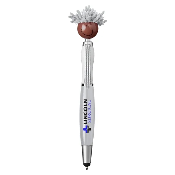6.25" multicultural MopTopper™ pen, stylus and screen cleaner with dark character... from ASI 79530 Prime Line