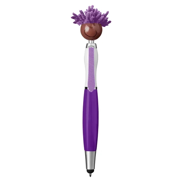 6.25" multicultural MopTopper™ pen, stylus and screen cleaner with dark character... from ASI 79530 Prime Line
