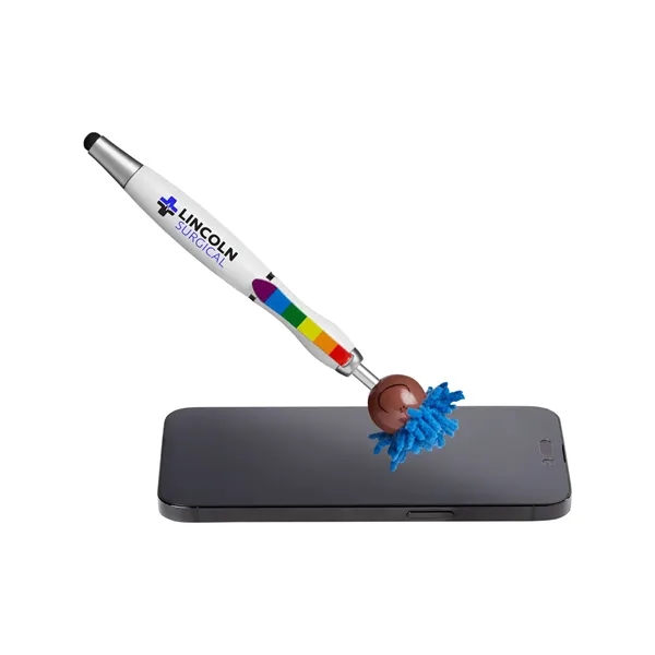 6.25" multicultural MopTopper™ pen, stylus and screen cleaner with dark character... from ASI 79530 Prime Line