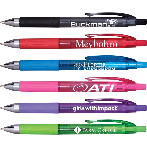 Vibrant barrels combine with hybrid ink and a jumbo comfort grip... from ASI 61966 HPG / Hub Pen