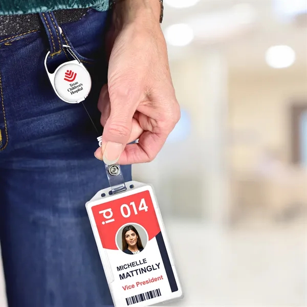 Badge holder with 29" retractable nylon cord and carabiner.... from ASI 68507 The Magnet Group / Perfect Line