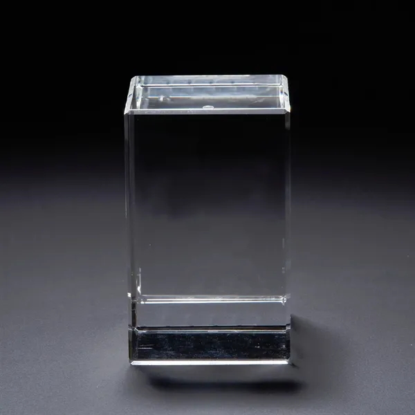 3D optical crystal award with free-standing design and beveled edges.... from ASI 68507 The Magnet Group / Benchmark Crystal & Clocks
